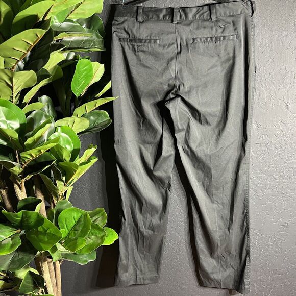 Nike Golf Dri-Fit Pants Mens 34x32 Black‎ Flat Front Poly Blend Straight Leg Zip - Picture 14 of 16